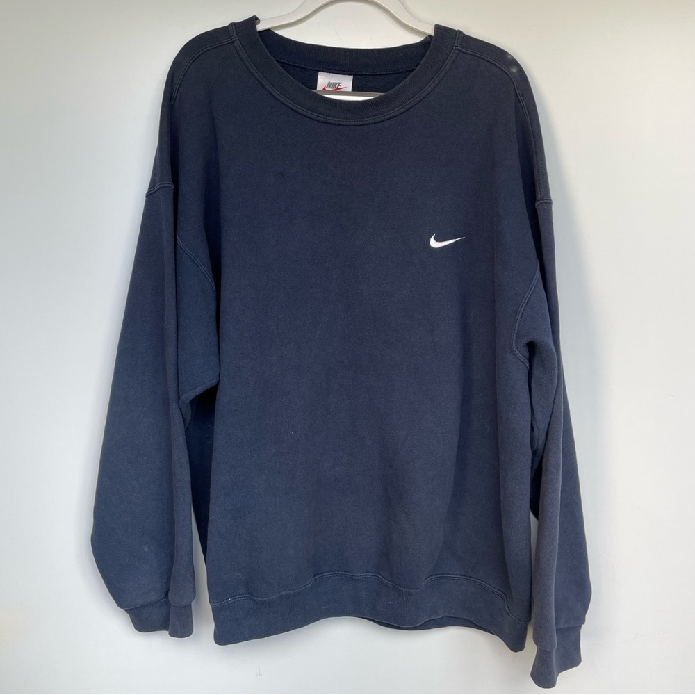 Navy Blue Crewneck Size XL Oversize Made In USA Vintage Stain